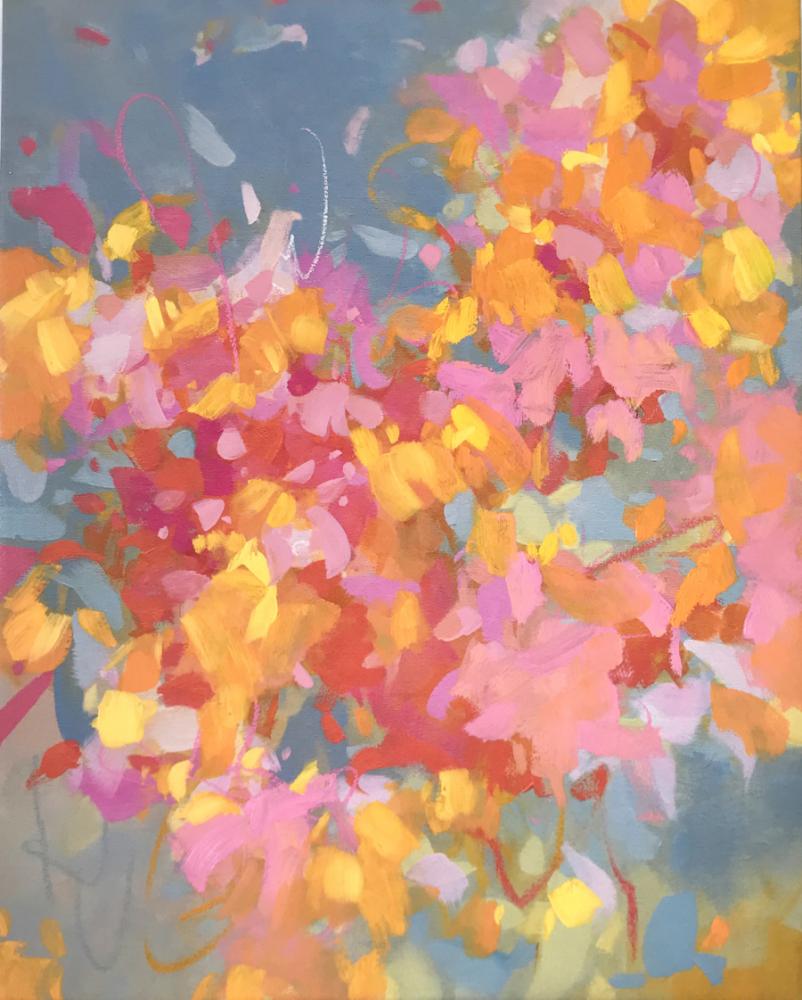"Joie De Vivre II", mixed media on canvas, 30x24, 2018